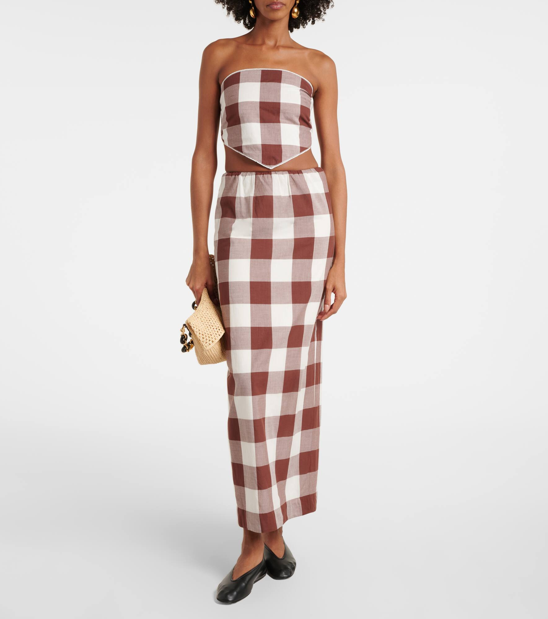 Mira gingham cotton maxi skirt - 2