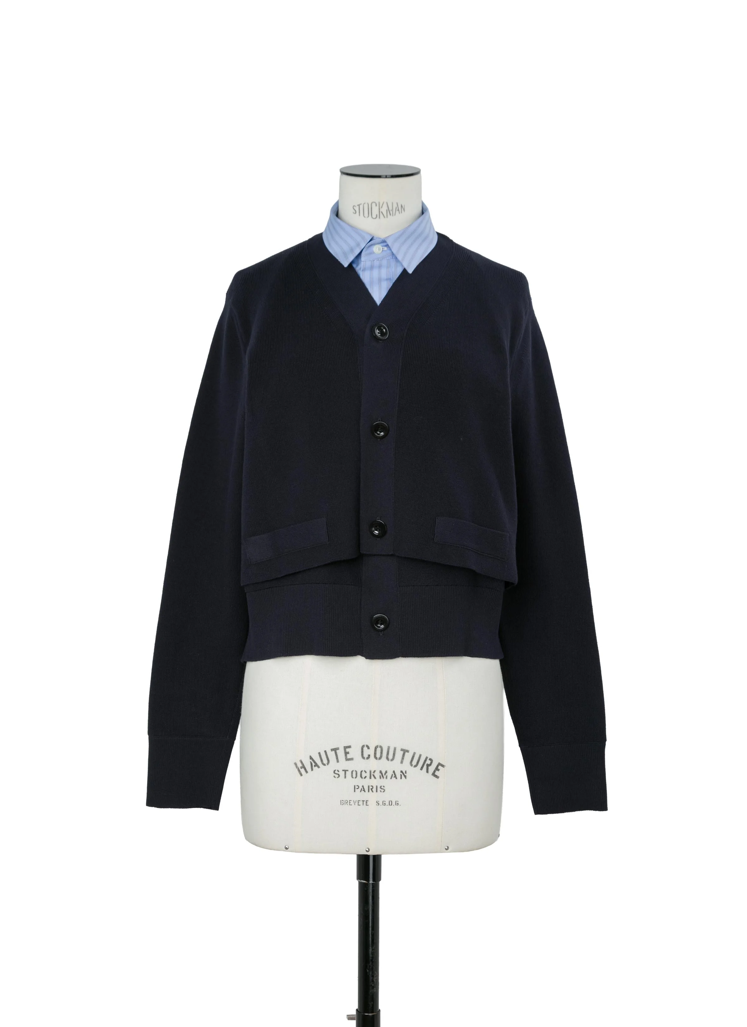 sacai Poplin x Cotton Knit Cardigan - 26-08619-250 | REVERSIBLE