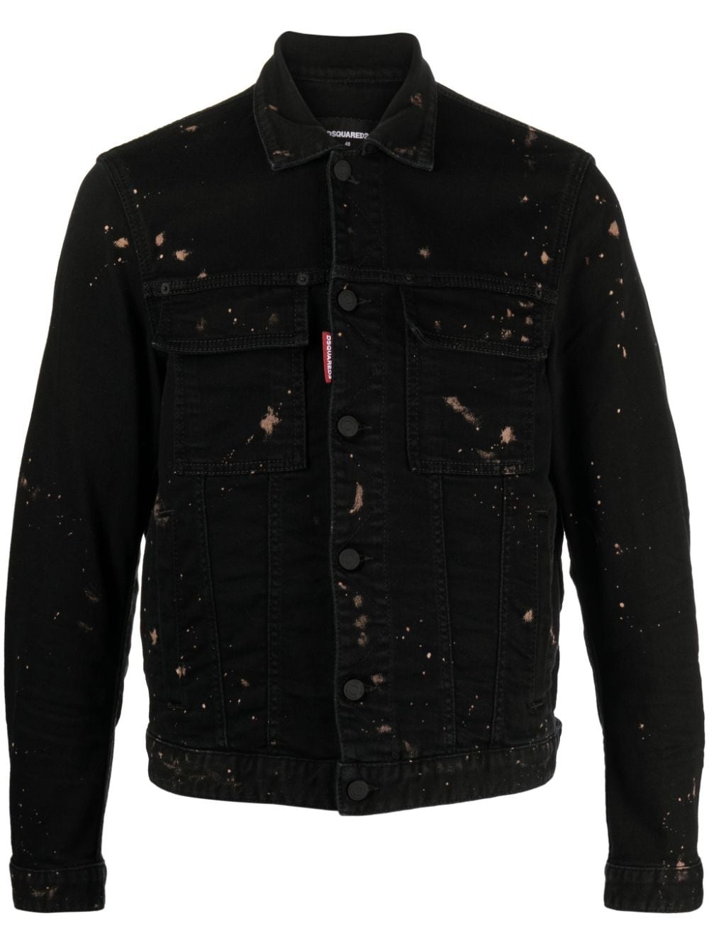 Icon paint-splatter button-up denim jacket - 1