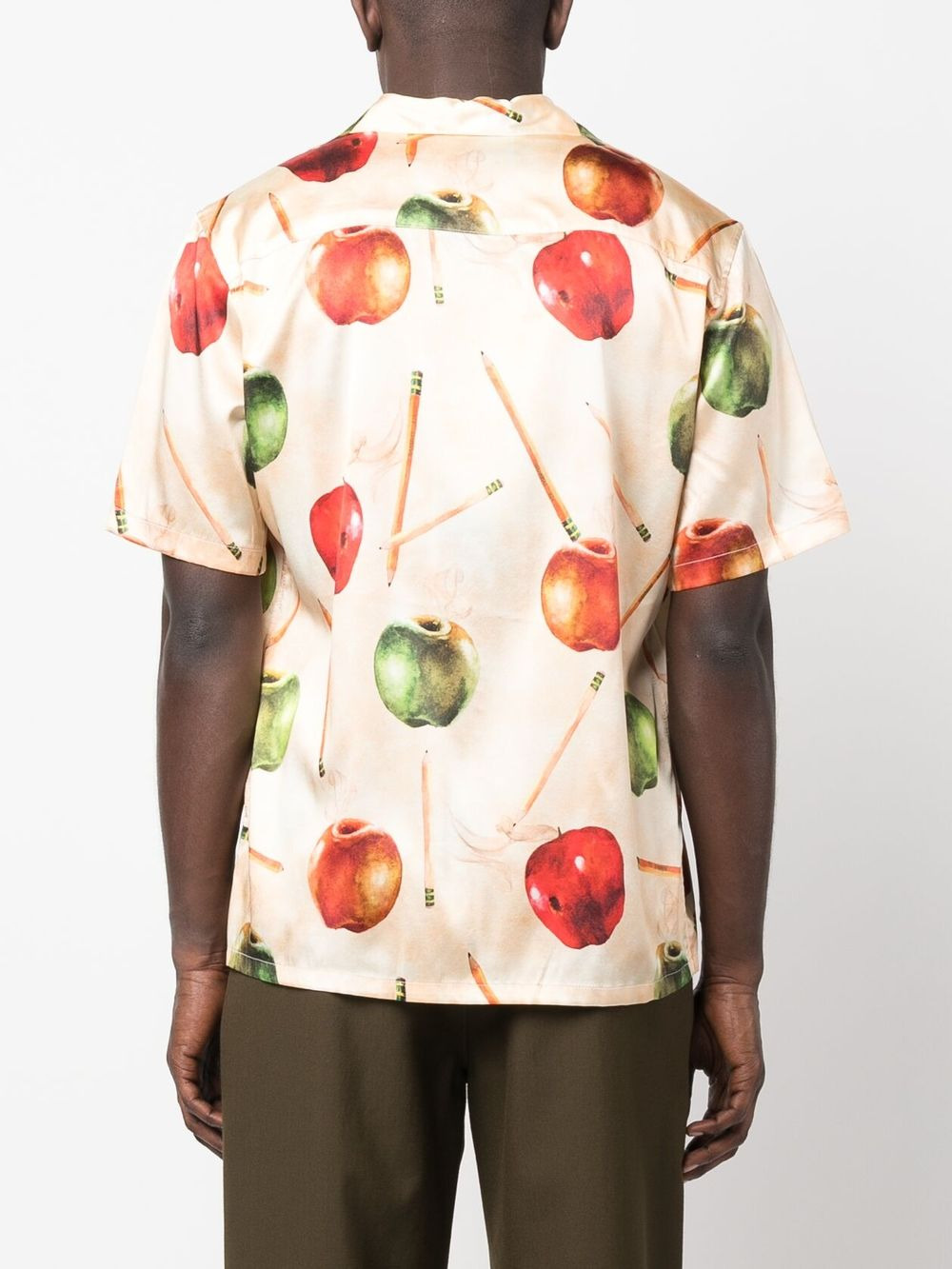 apple-motif silk shirt - 4