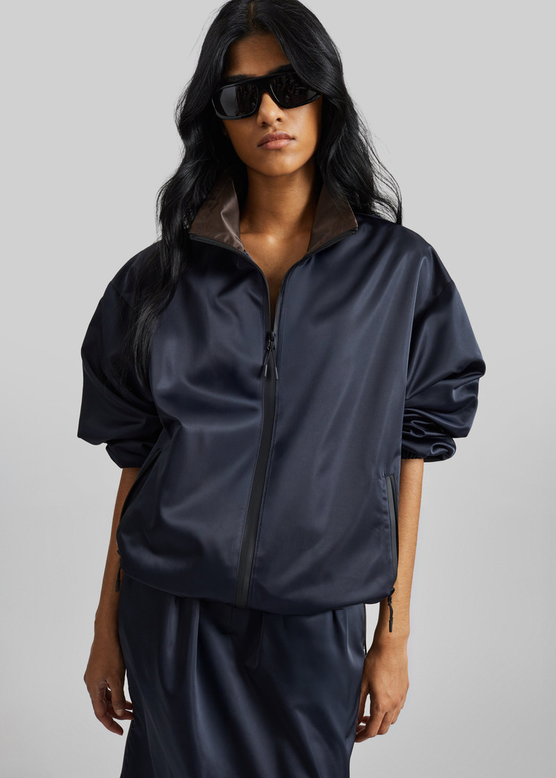 Munich Contrast Collar Zip-Up Jacket - Navy 8