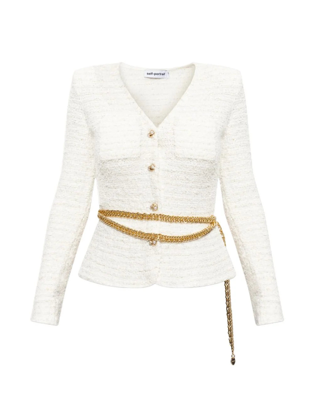 belted bouclé-effect jacket - 1