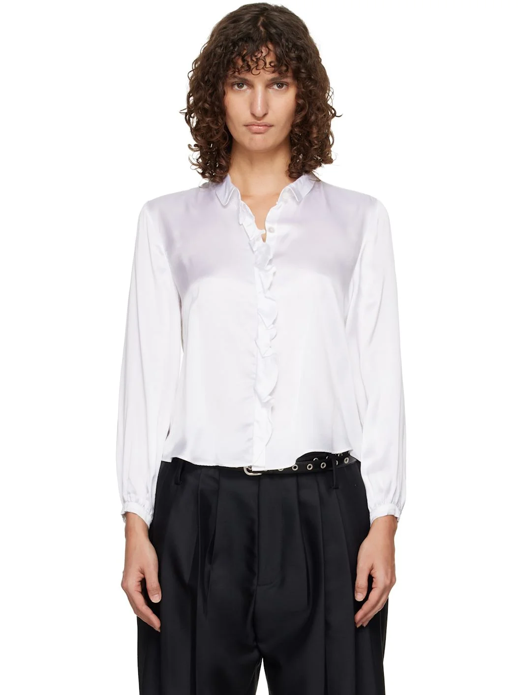 White Ruffle Blouse - 1