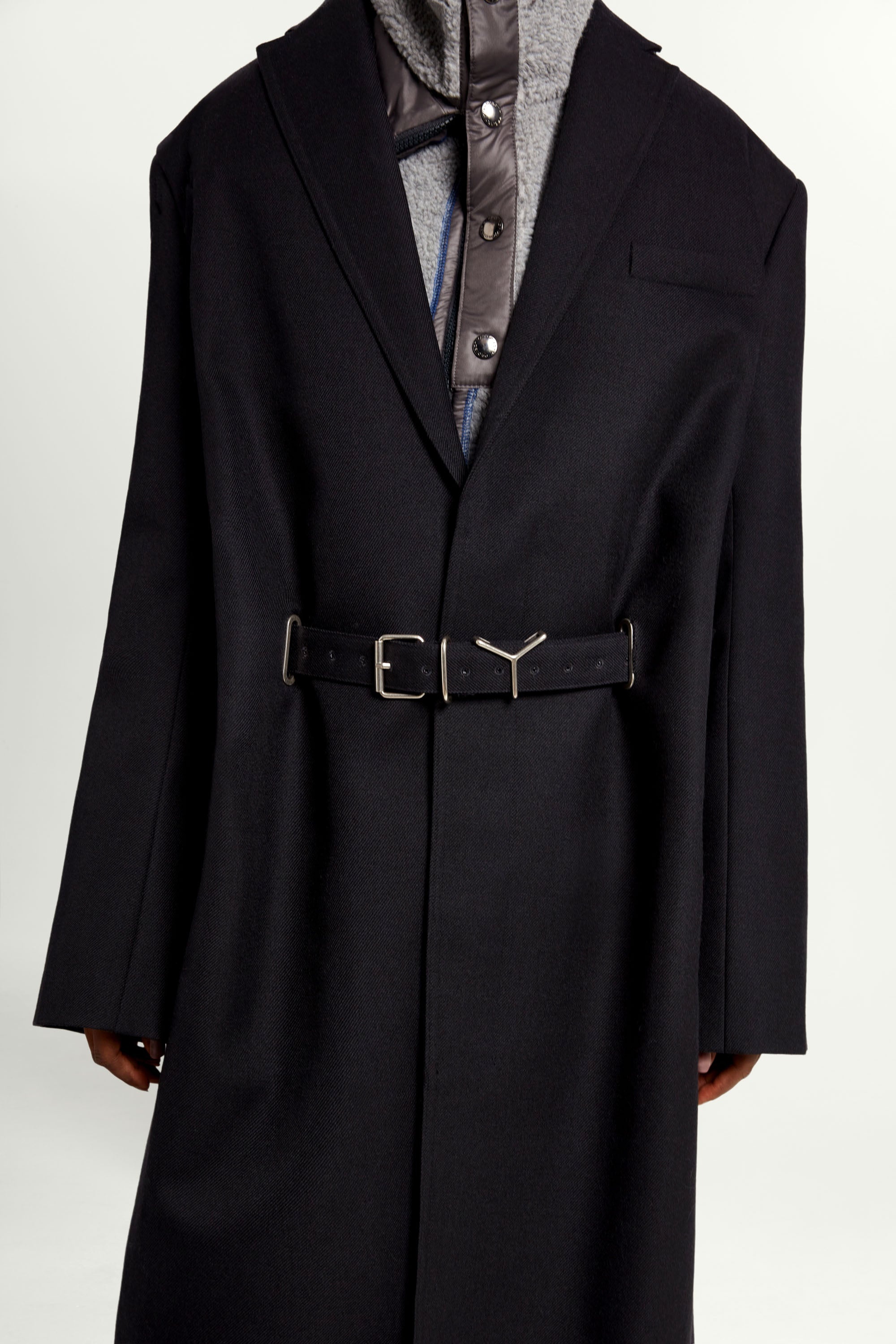 Y/PROJECT - Y Belt Brushed Wool Coat | DOORS NYC