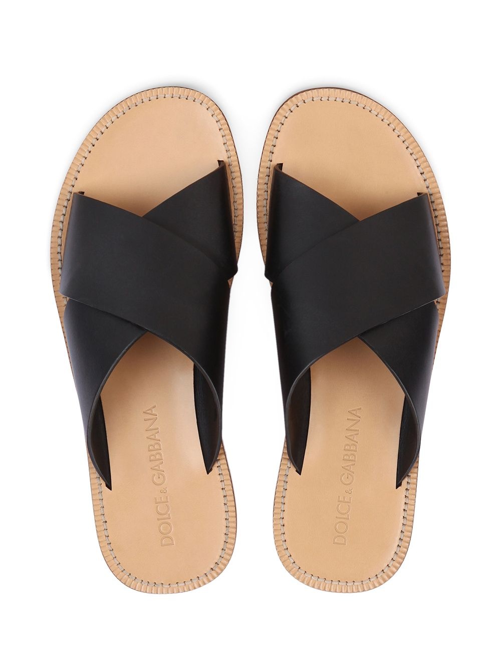 cross-strap leather sandals - 4