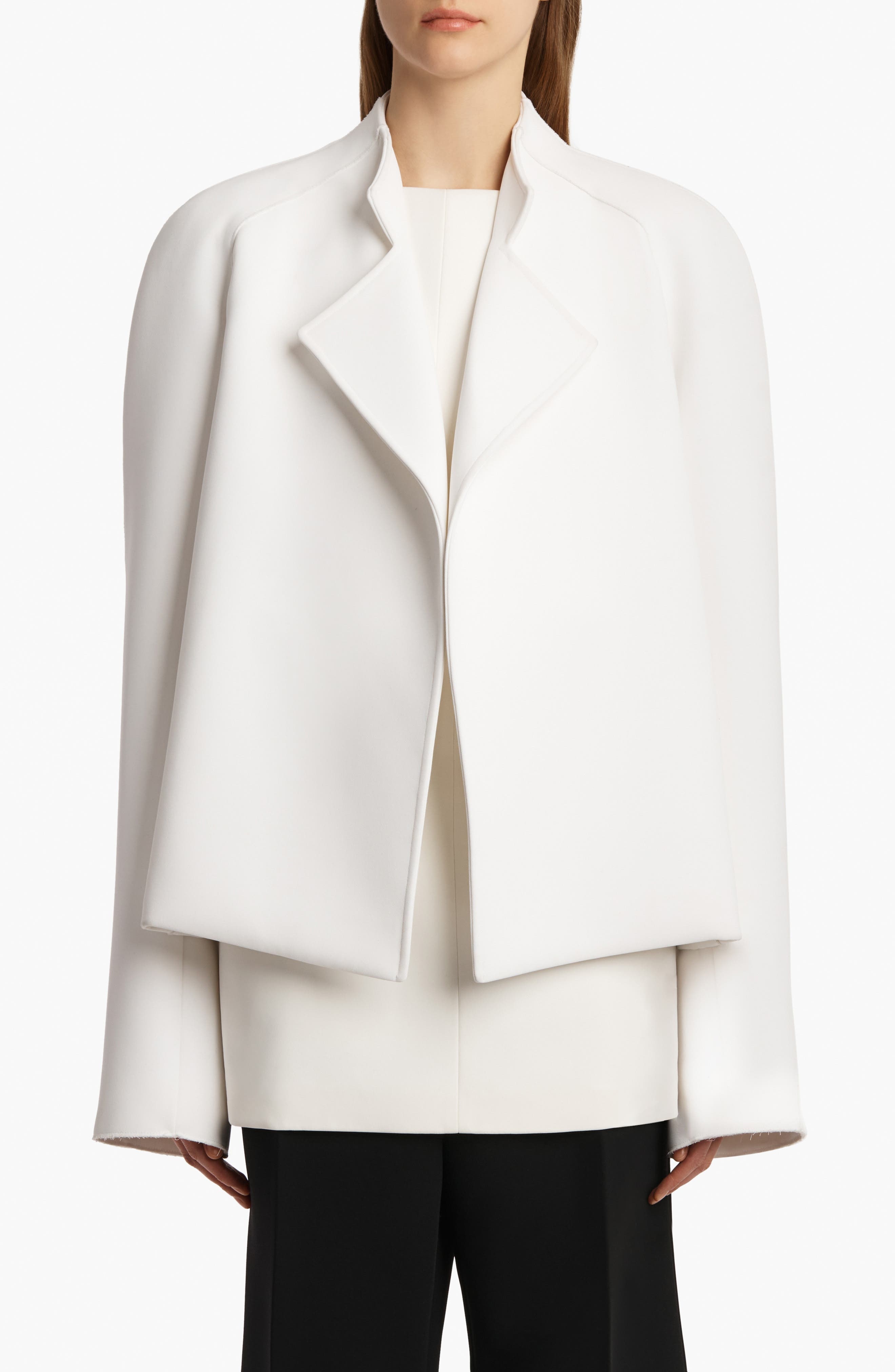 Khaite Edith Double Face Crepe Wrap Jacket in Chalk at Nordstrom - 4