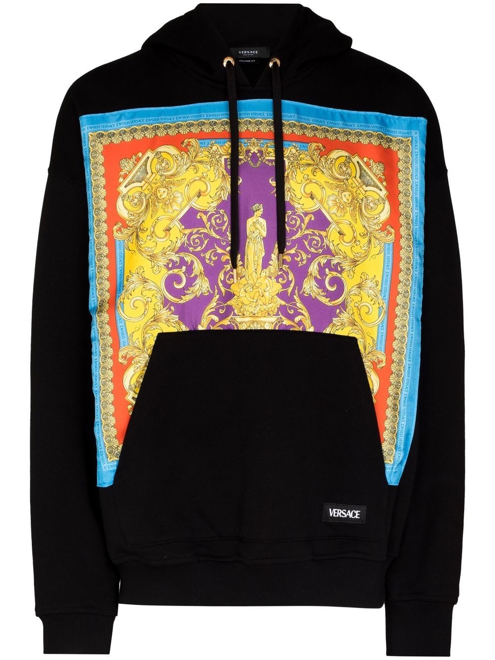 baroque-panelled pullover hoodie - 1