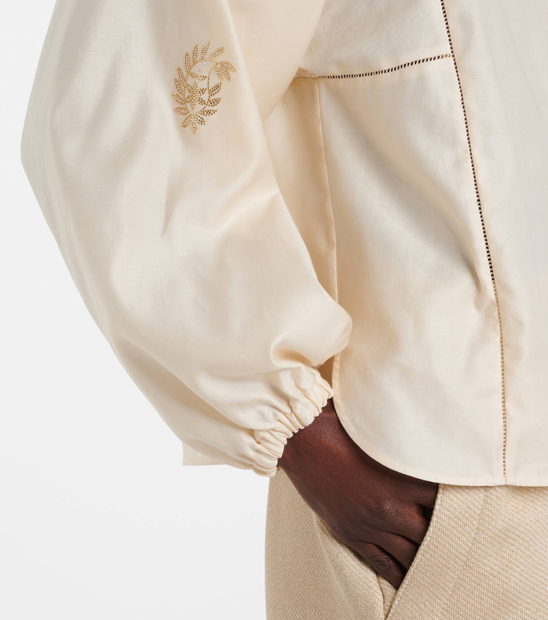 Caladio embellished cotton satin blouse - 6