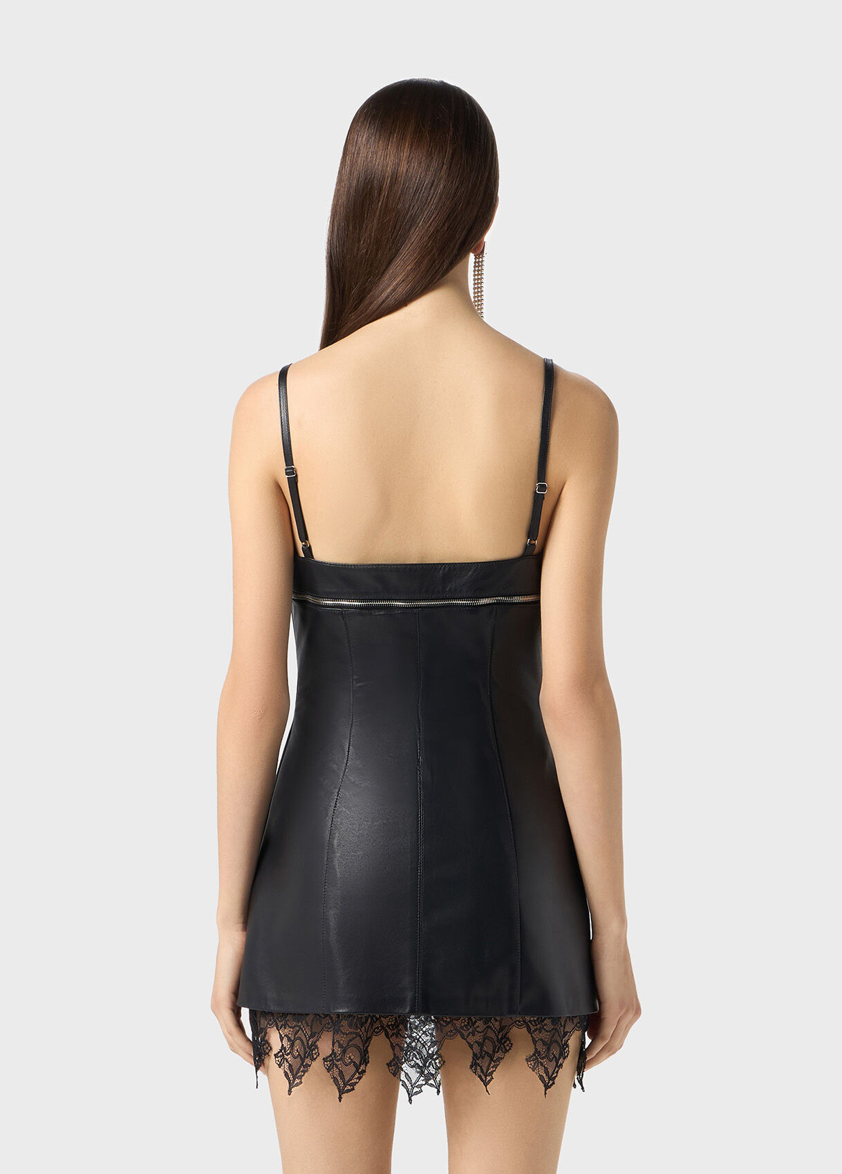 PLONGÉ LEATHER DRESS WITH ZIPPER AND LACE - 3