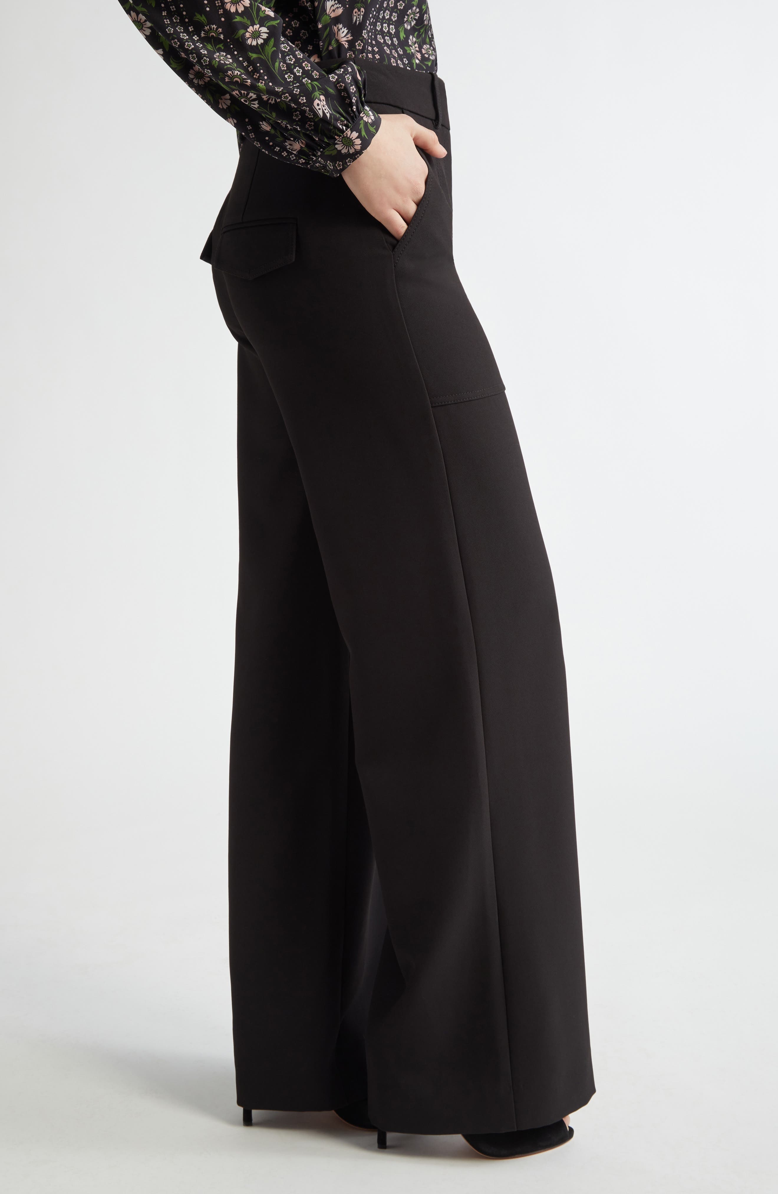 Veronica Beard Cole Wide Leg Pants in Black at Nordstrom - 4