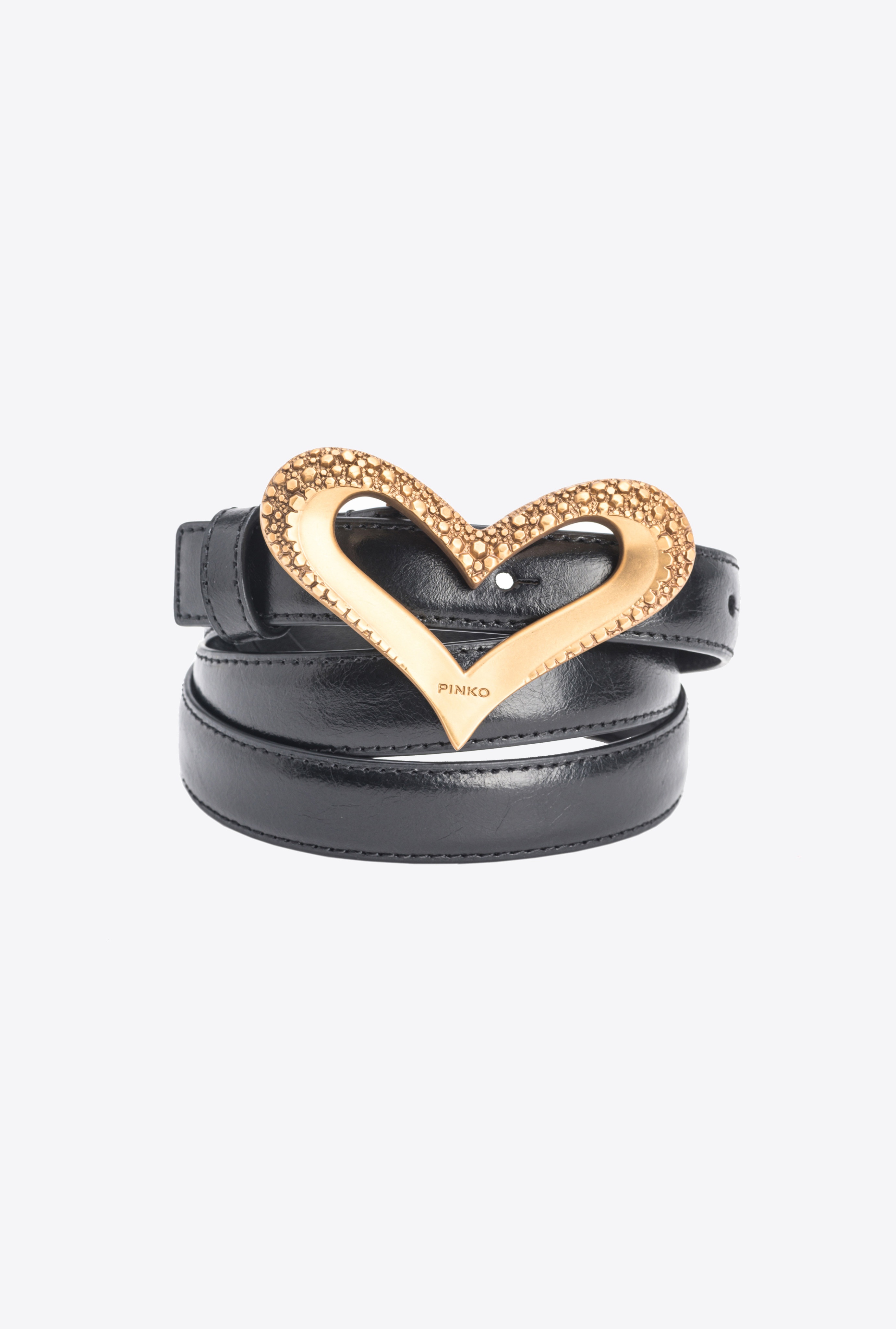 THIN VINTAGE LEATHER HEART BELT 2CM - 5