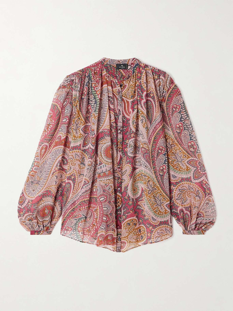 Paisley-print silk-crepon shirt Red - 1