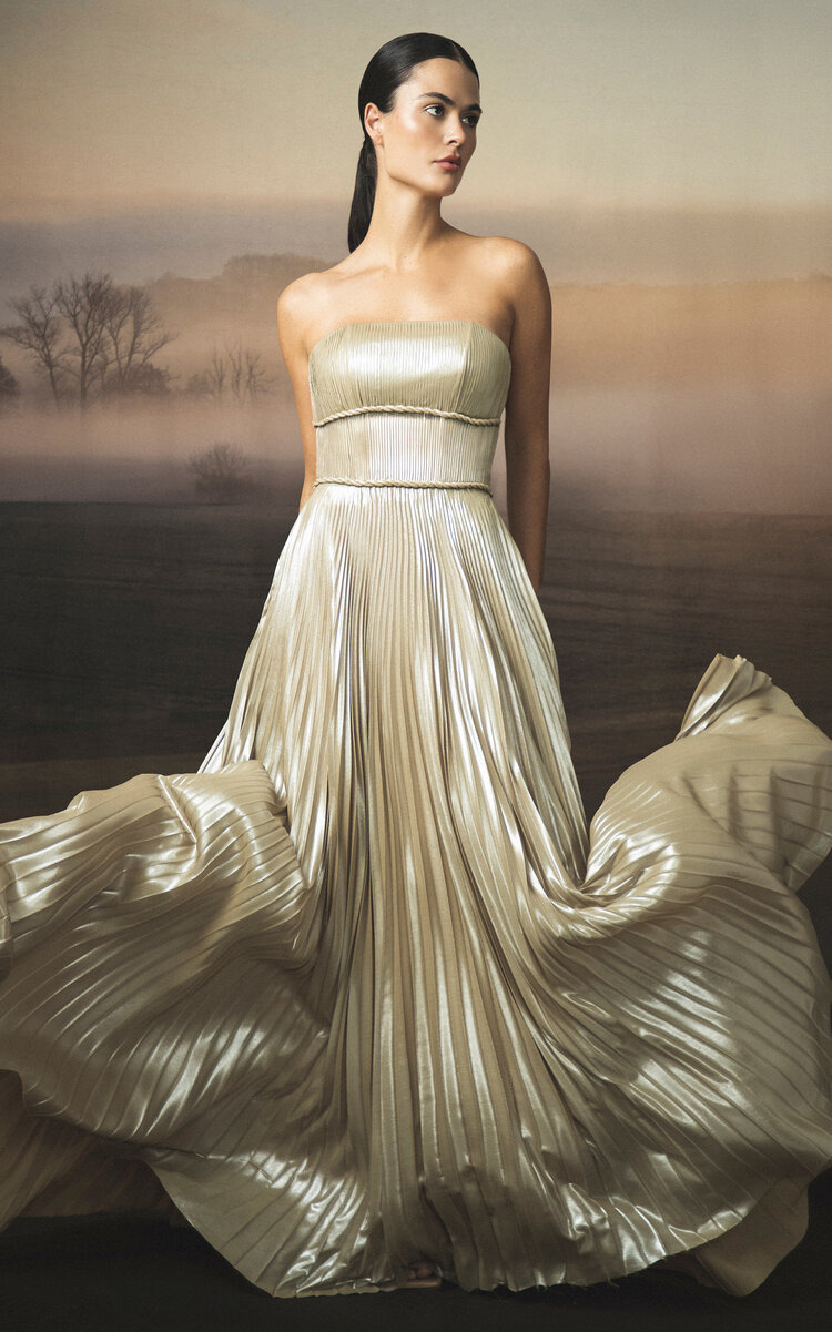 Eterna Plisse Foiled-Chiffon Gown gold - 5