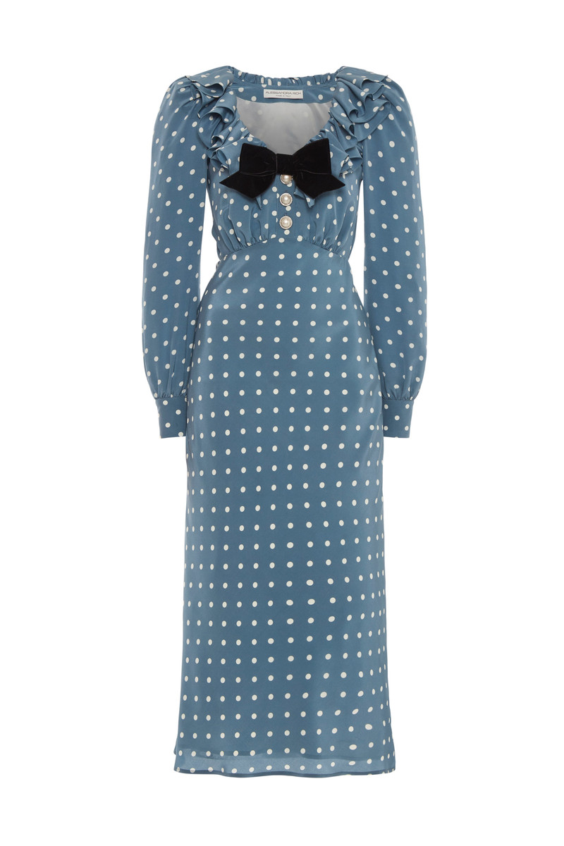 POLKA DOT SILK DRESS WITH VOLANT COLLAR 1