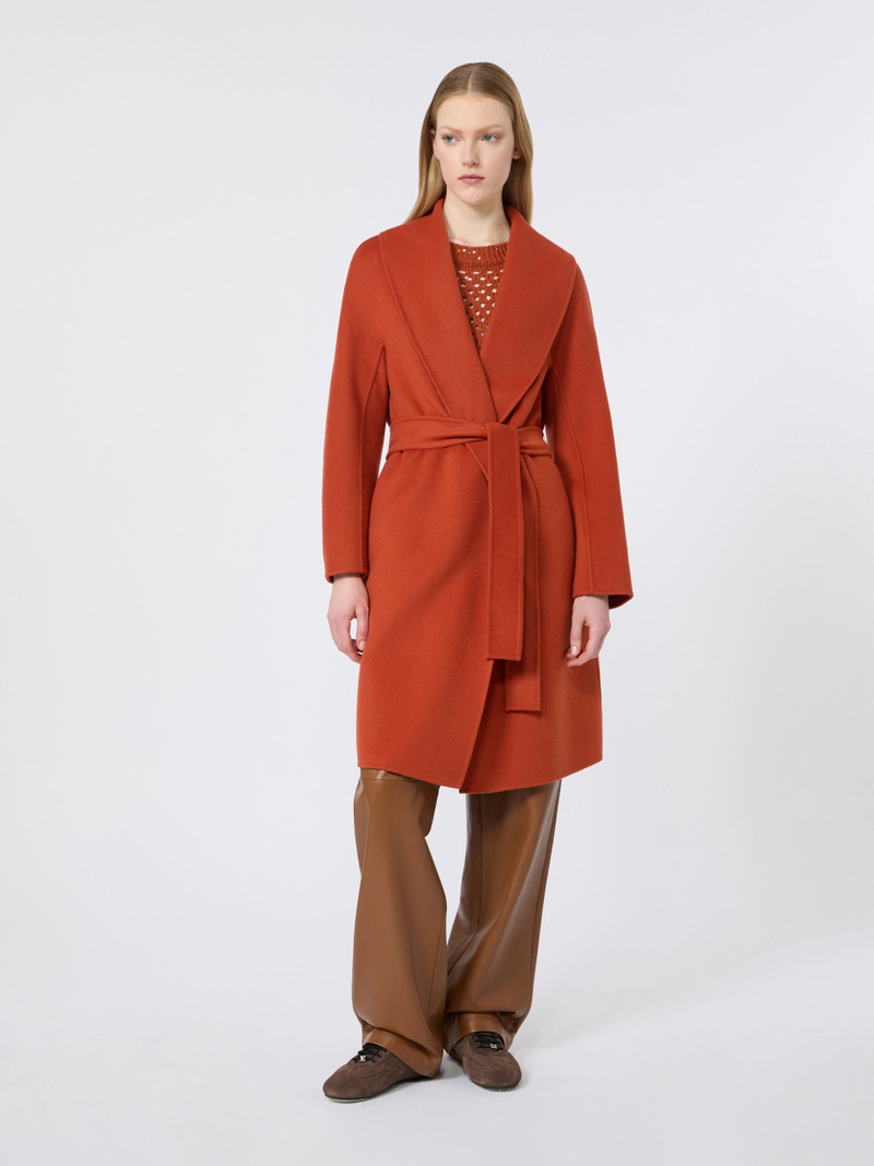 ESTREMO Wool, cashmere and silk robe coat - TERRA COTTA 3