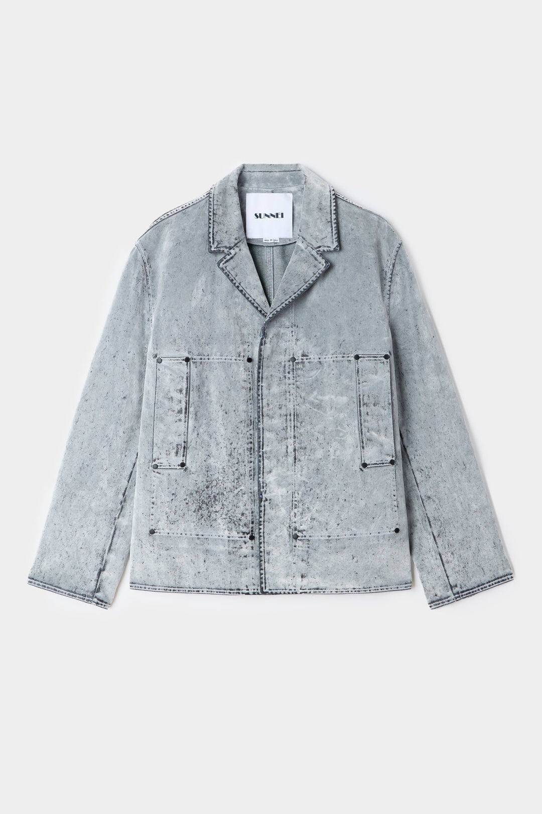 UTILITY BLAZER / flocked denim / grey - 1