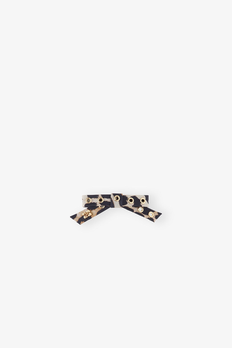 LEOPARD EYELET BOW BARRETTE 1