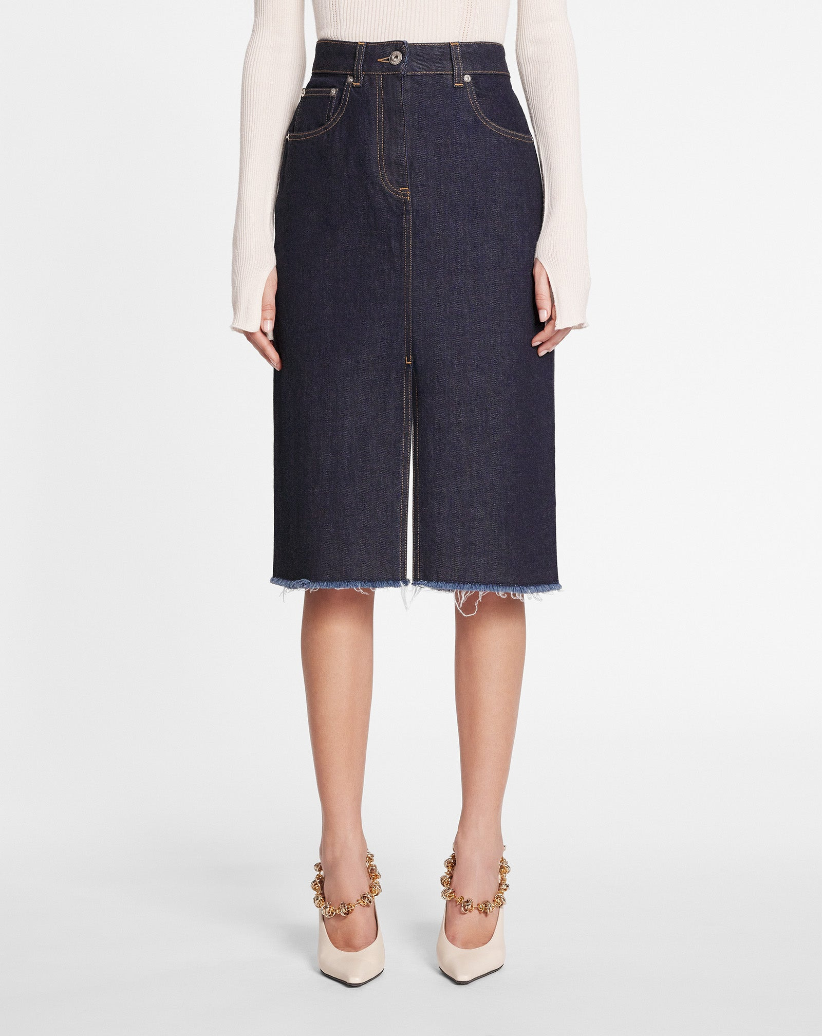 MID-LENGTH STRAIGHT DENIM SKIRT - 3