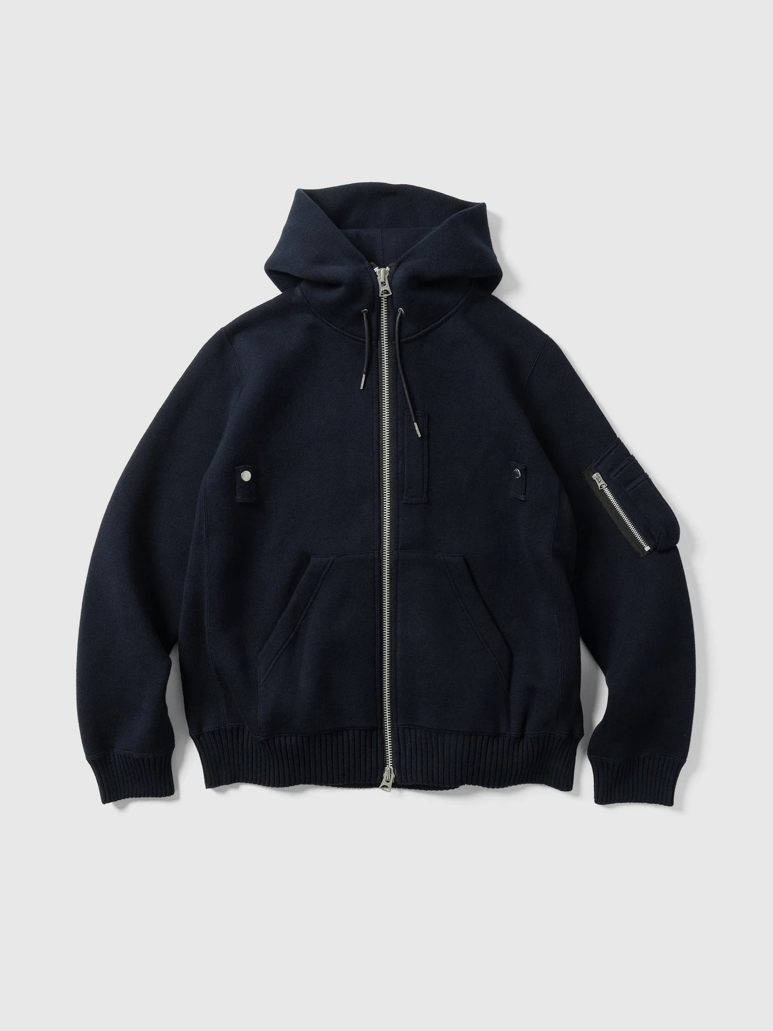 Cotton Cashmere Knit Hoodie Navy - 1