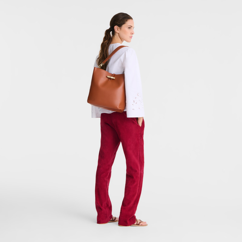 Longchamp Le Roseau M Hobo bag Bark - Leather outlook