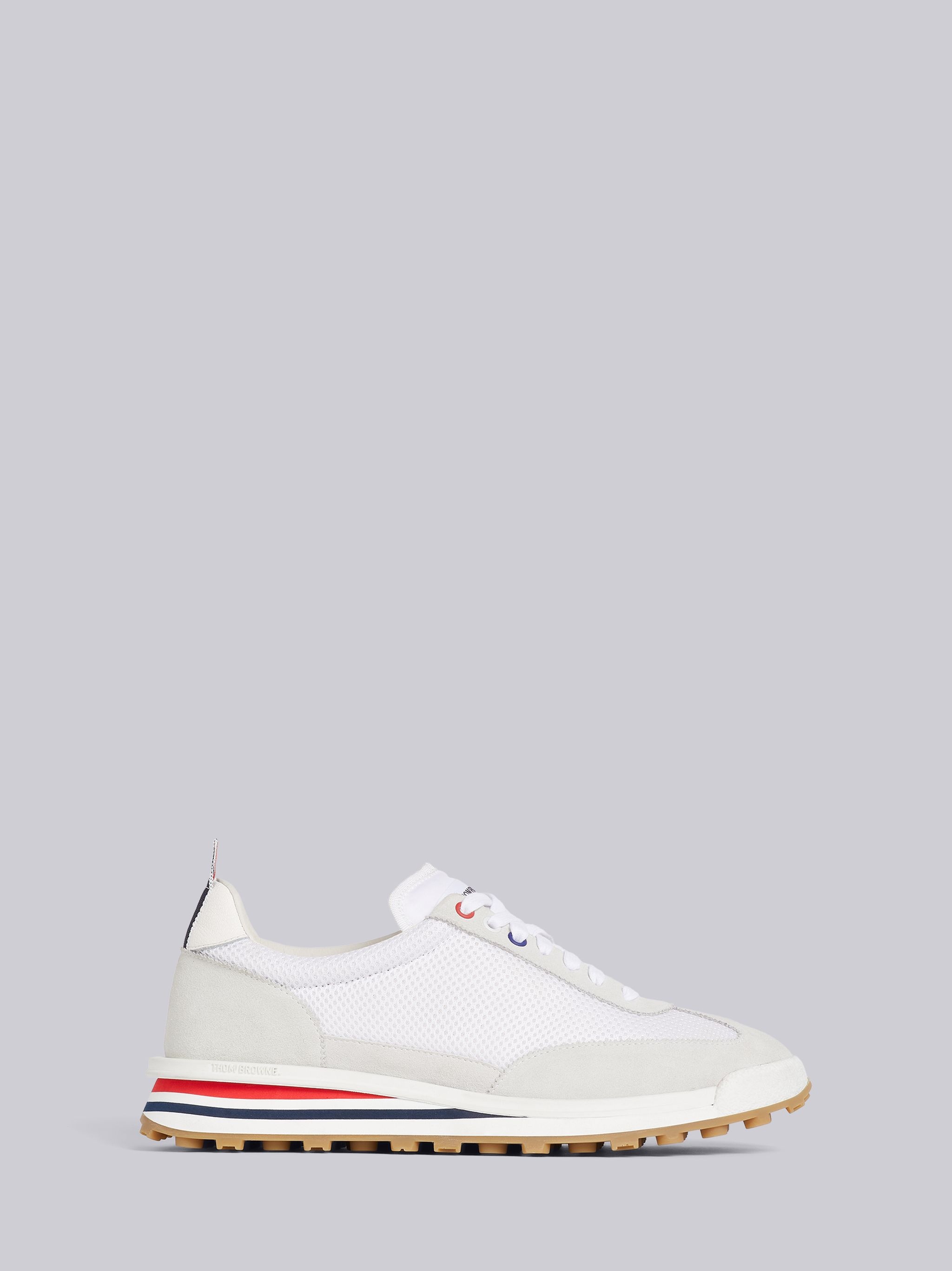 White Fine Kid Suede Tech Runner - 1