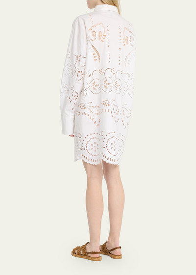 NILI LOTAN Mathilde Embroidered Poplin Shirtdress outlook