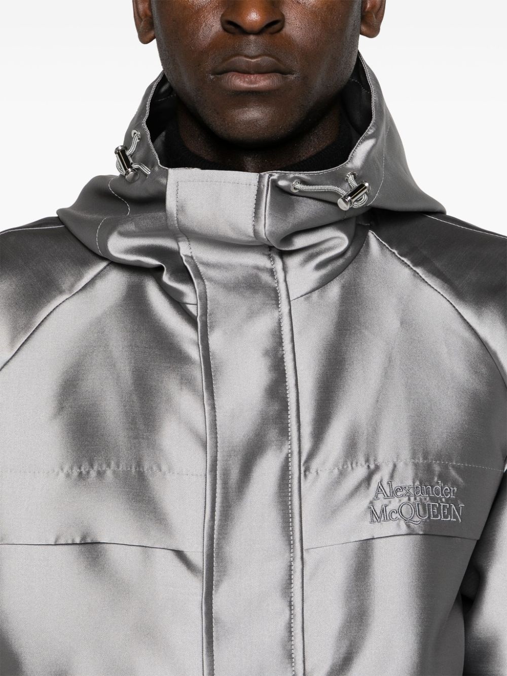 logo-embroidered hooded jacket - 5