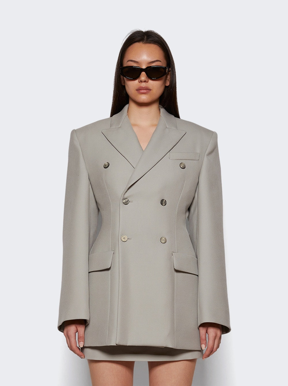Double Breasted Contour Blazer Cement - 2