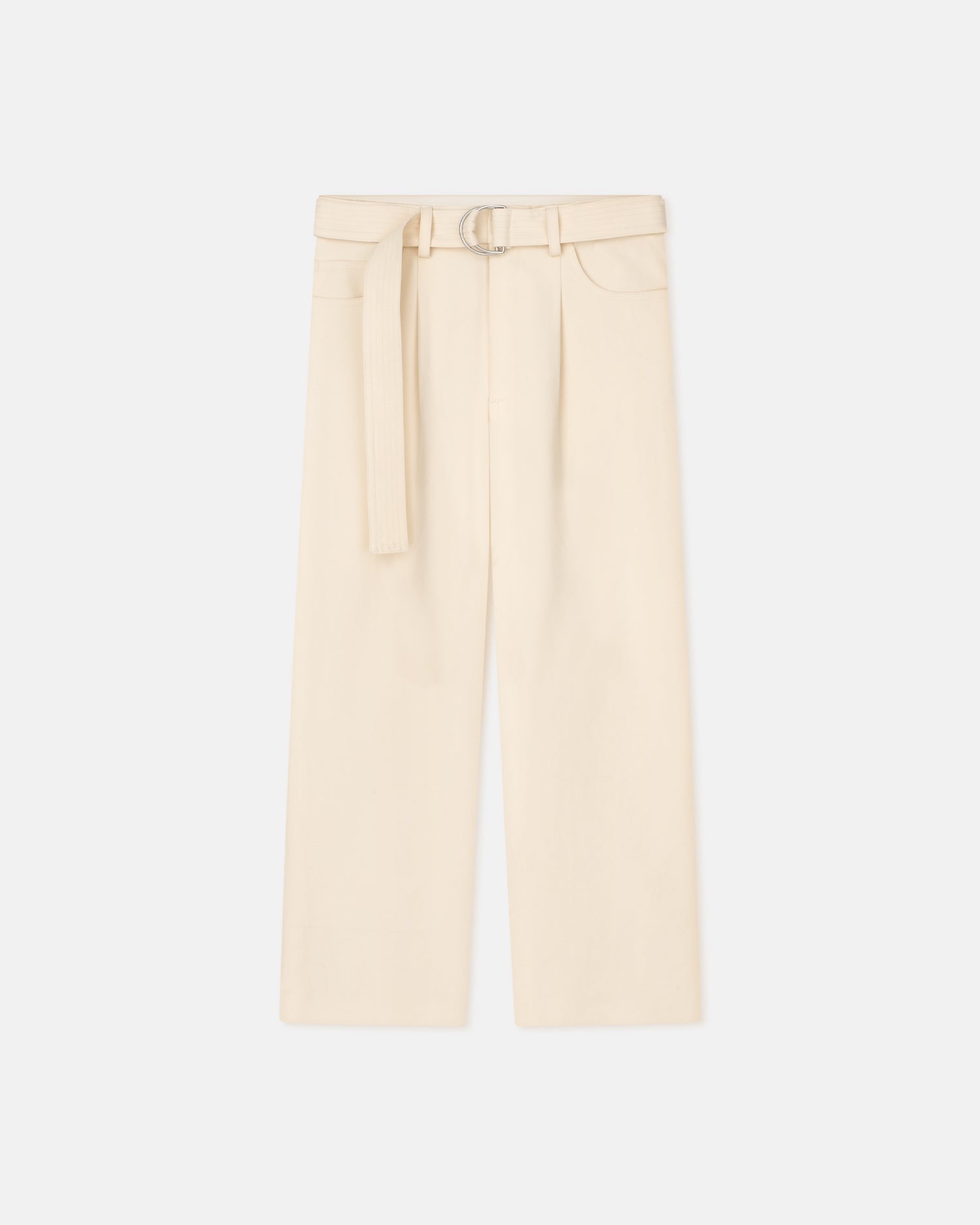 Belted Structured Twill Pants - 4