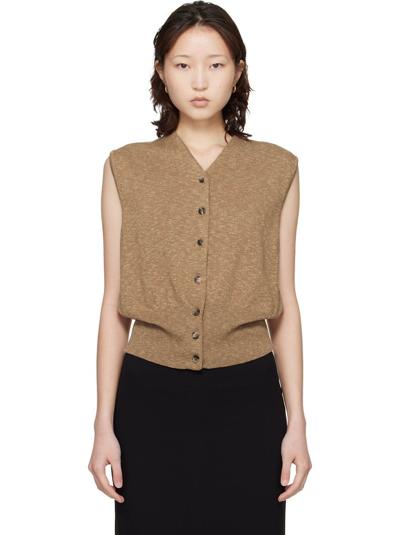 Khaki Flecked Cotton Waistcoat 1