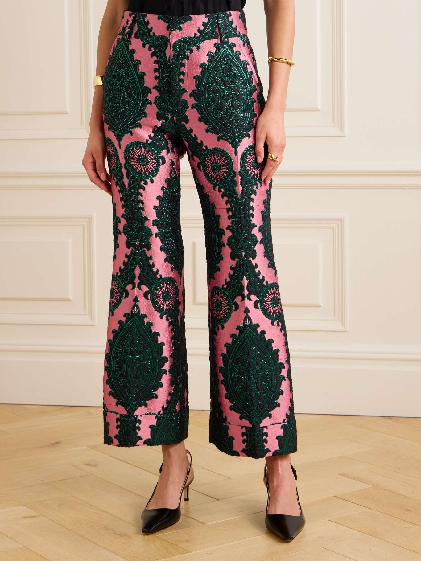 Hendrix metallic jacquard straight-leg pants - 3