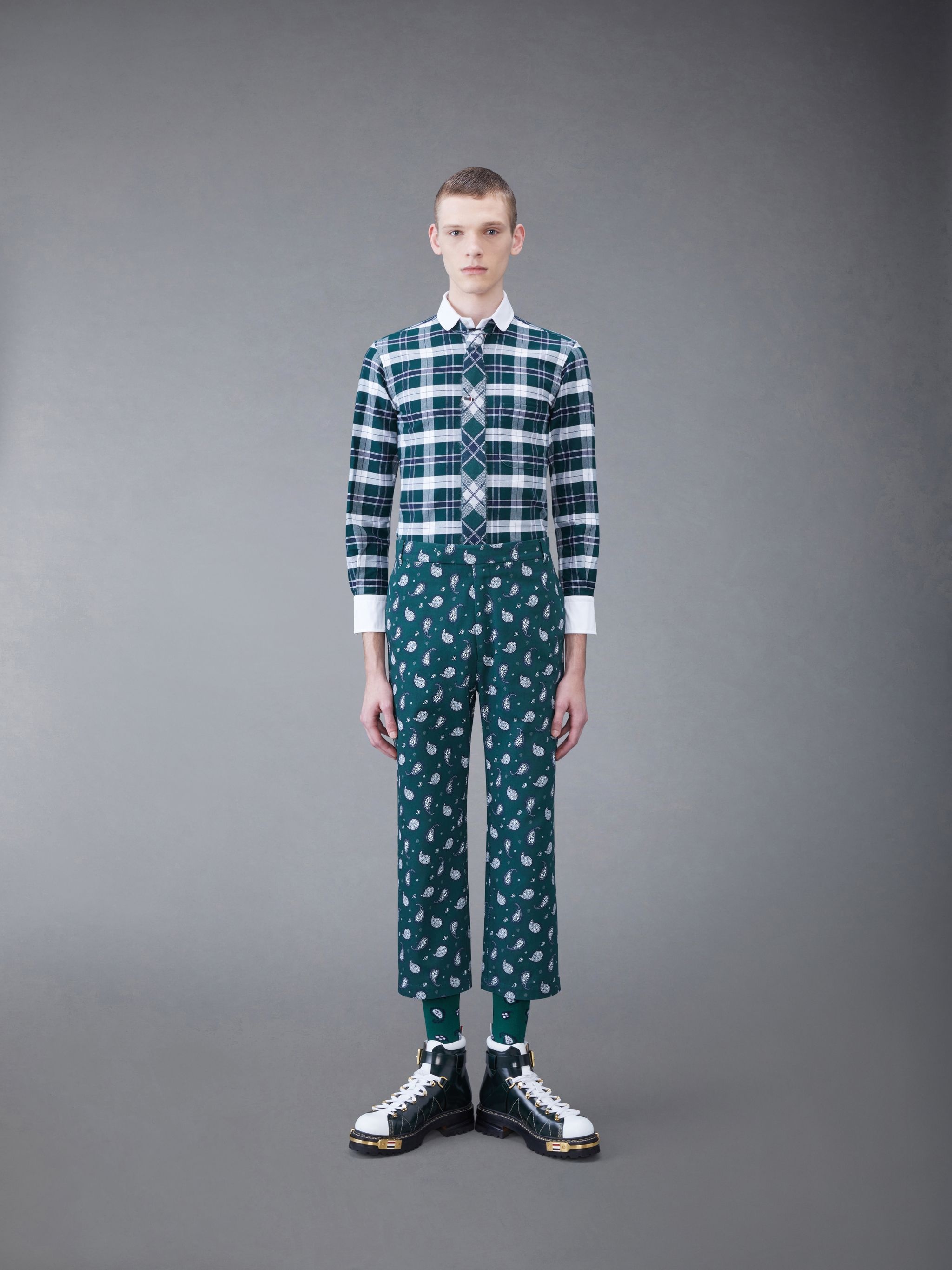 Tartan Twill Round Collar Shirt - 4