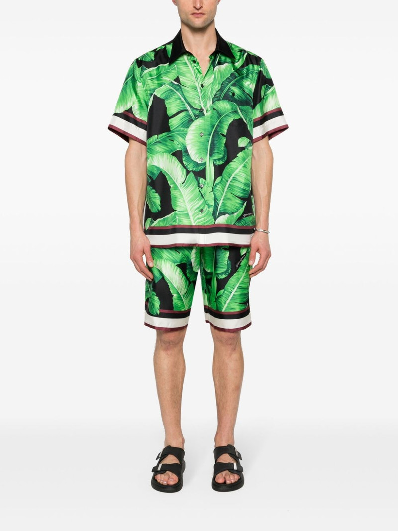 Dolce & Gabbana leaves-print silk shorts outlook