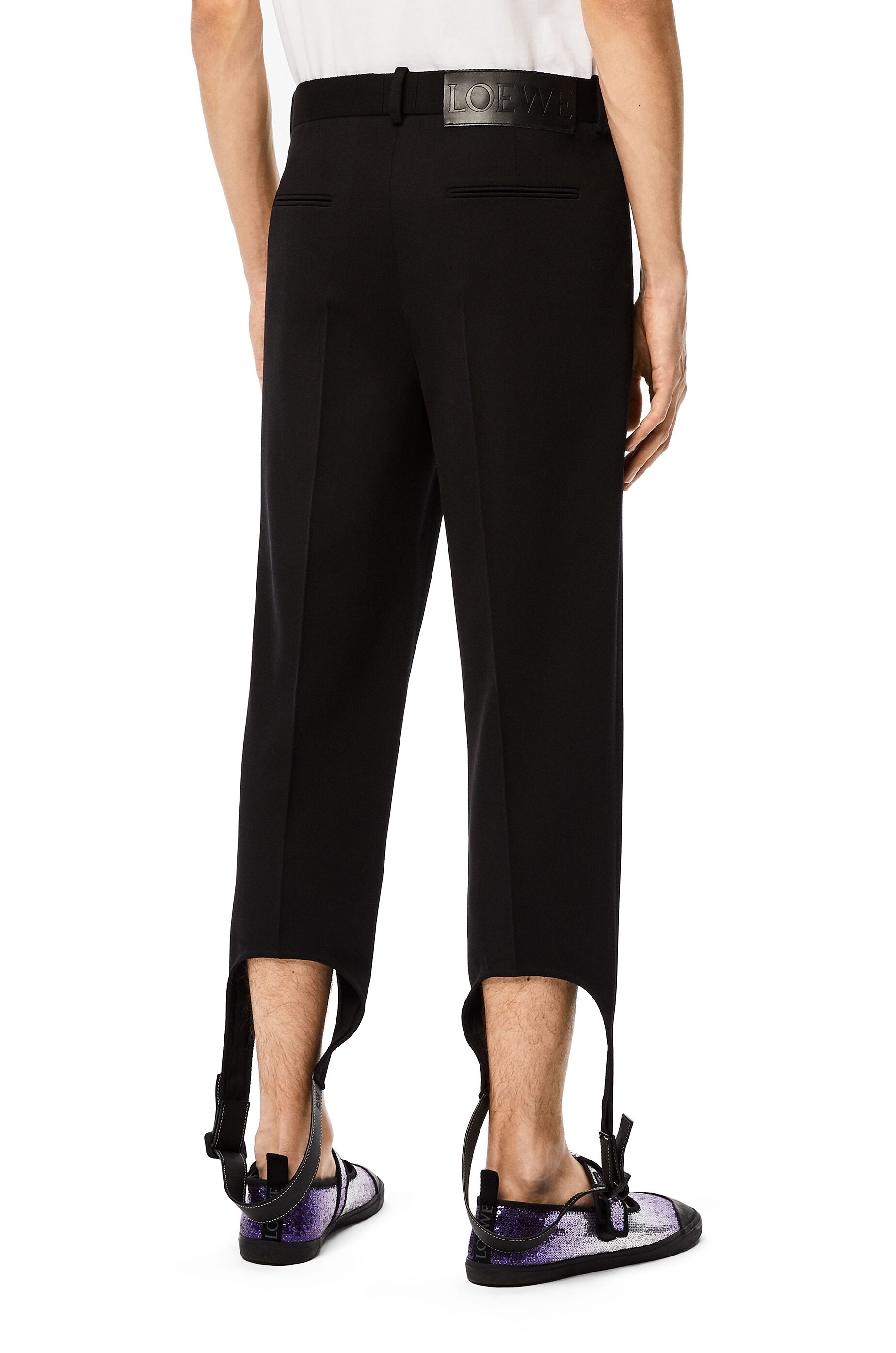 Leather strap trousers in wool - 4