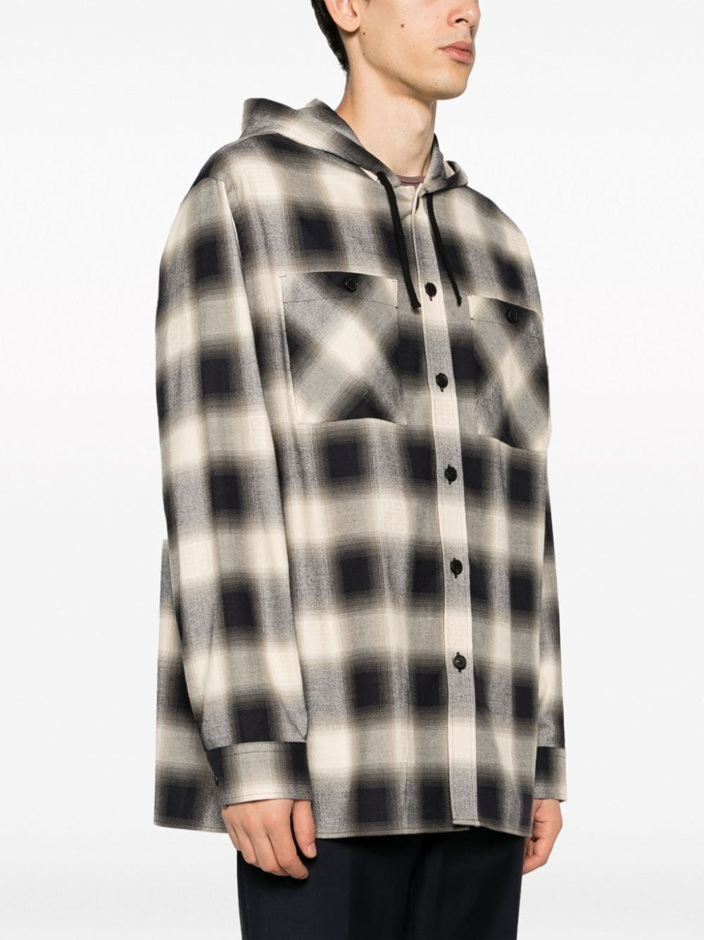 hooded checked shirt - 3