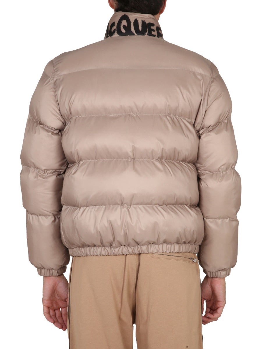 Alexander Mcqueen Men Graffiti Logo Print Down Jacket - 3