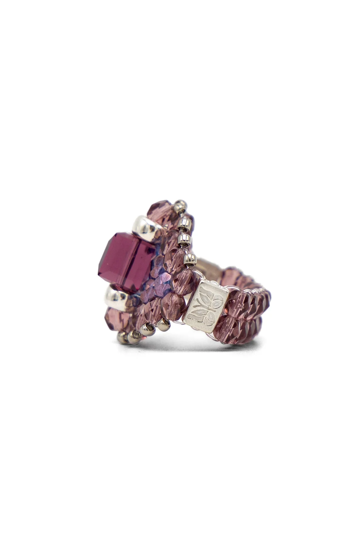 NEEDLES x Tie A Knot Square Crystal Beads Ring - Purple x Purple - 1