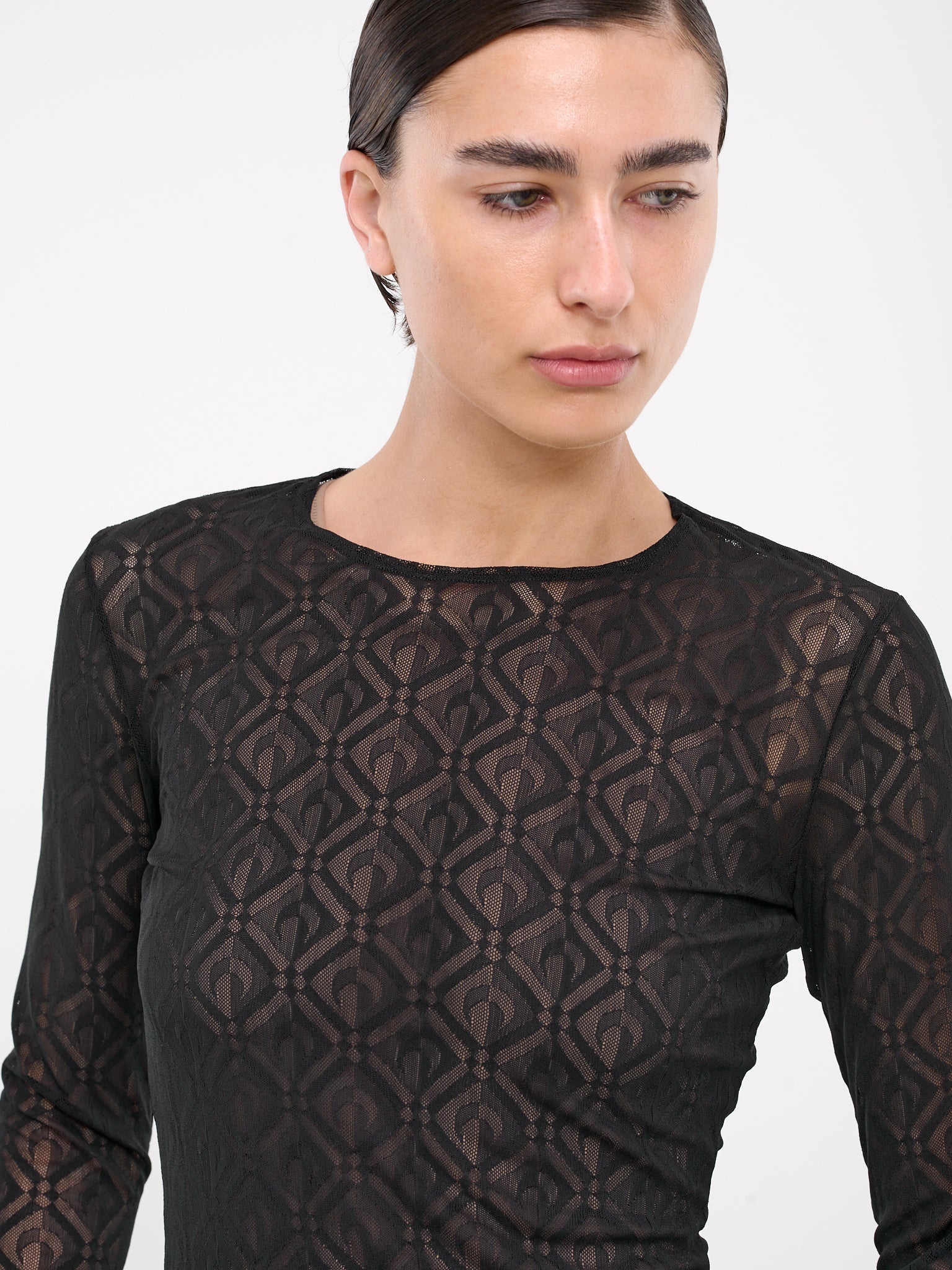 Mesh Logo Jacquard Knit Top - 5