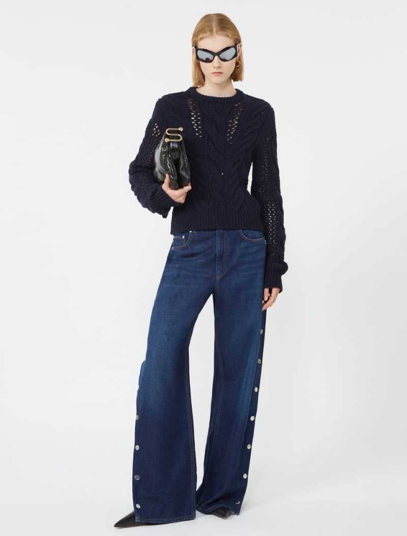 Sportmax Cable-knit crew-neck sweater - OIL outlook