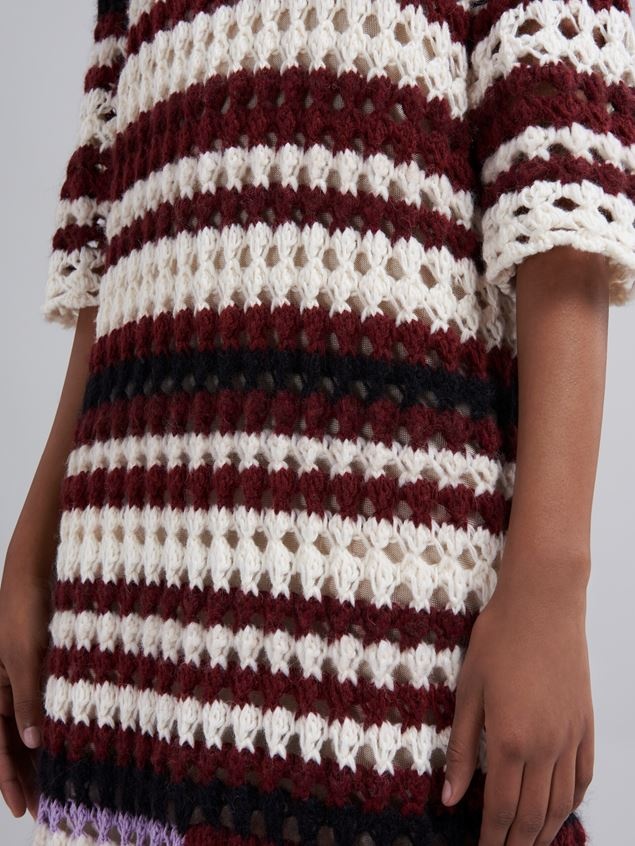 MULTI-COLOURED STRIPED 3D CROCHET INTARSIA DRESS IN BLENDED YARNS - 5