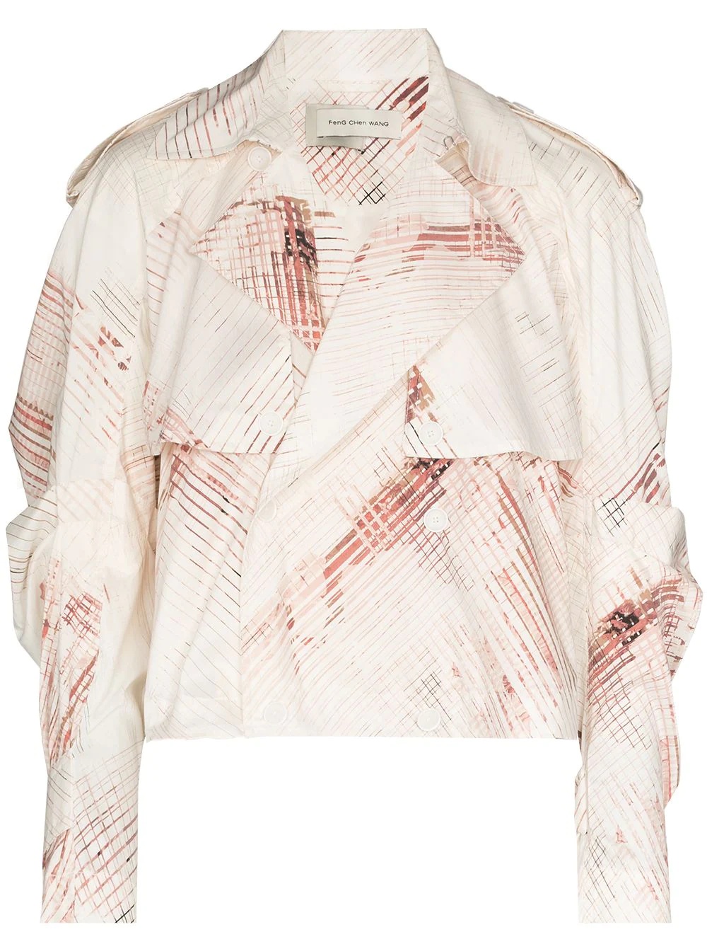 abstract-print double-breasted jacket - 1