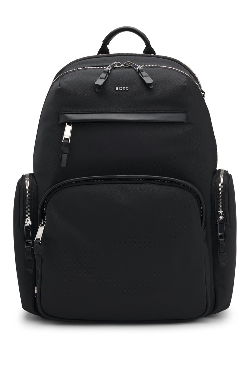 BACKPACK WITH LEATHER TRIMS AND TWO-WAY ZIP - 1