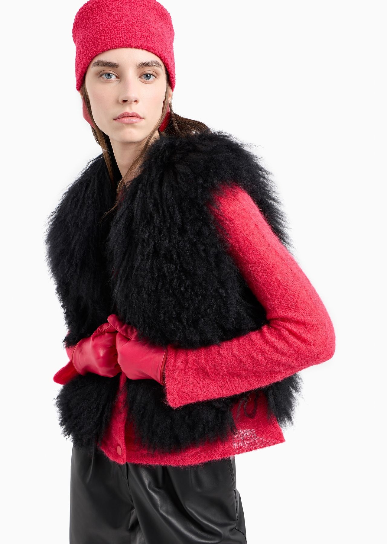 Long-haired Mongolian lamb fur sleeveless top - 6