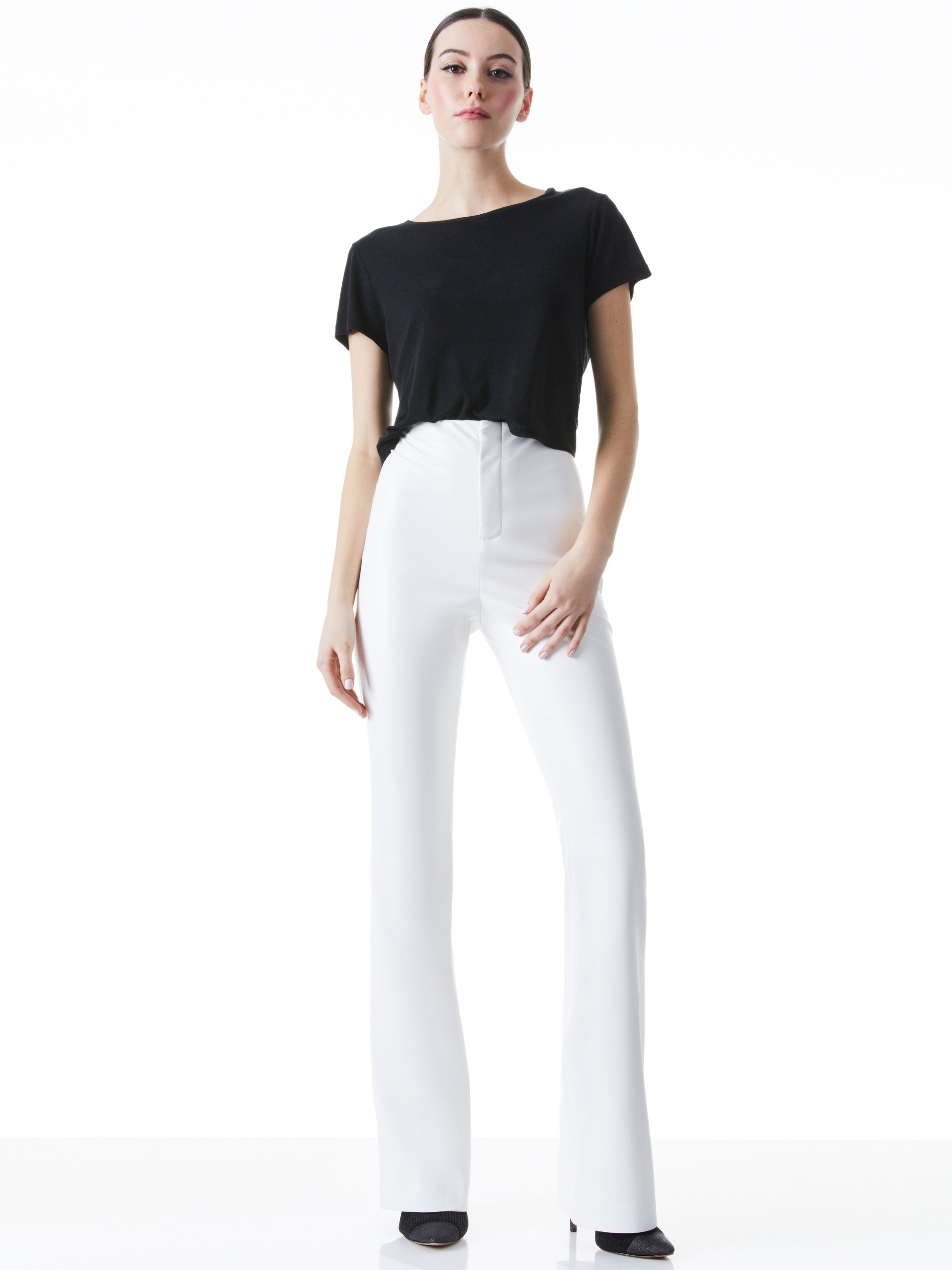 TEENY VEGAN LEATHER FLARE PANT - 4