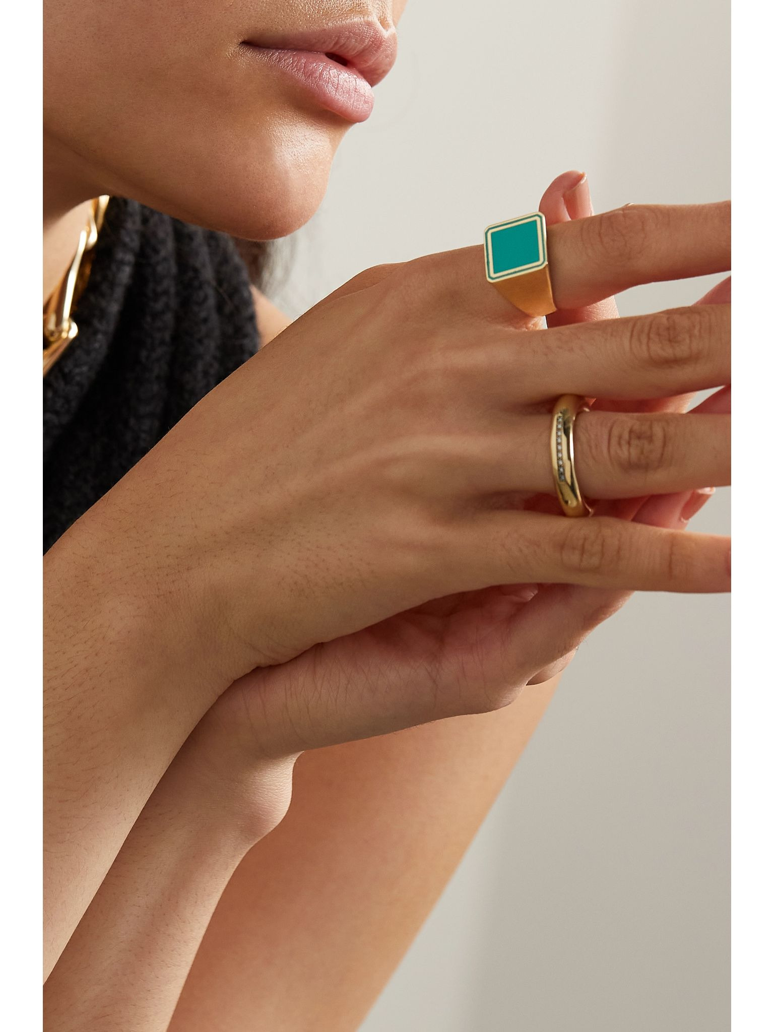 14-karat gold and enamel ring Green - 5
