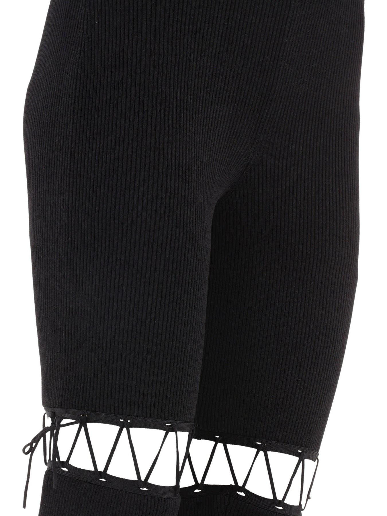 Flared Laced Leggings Trousers Black - 4