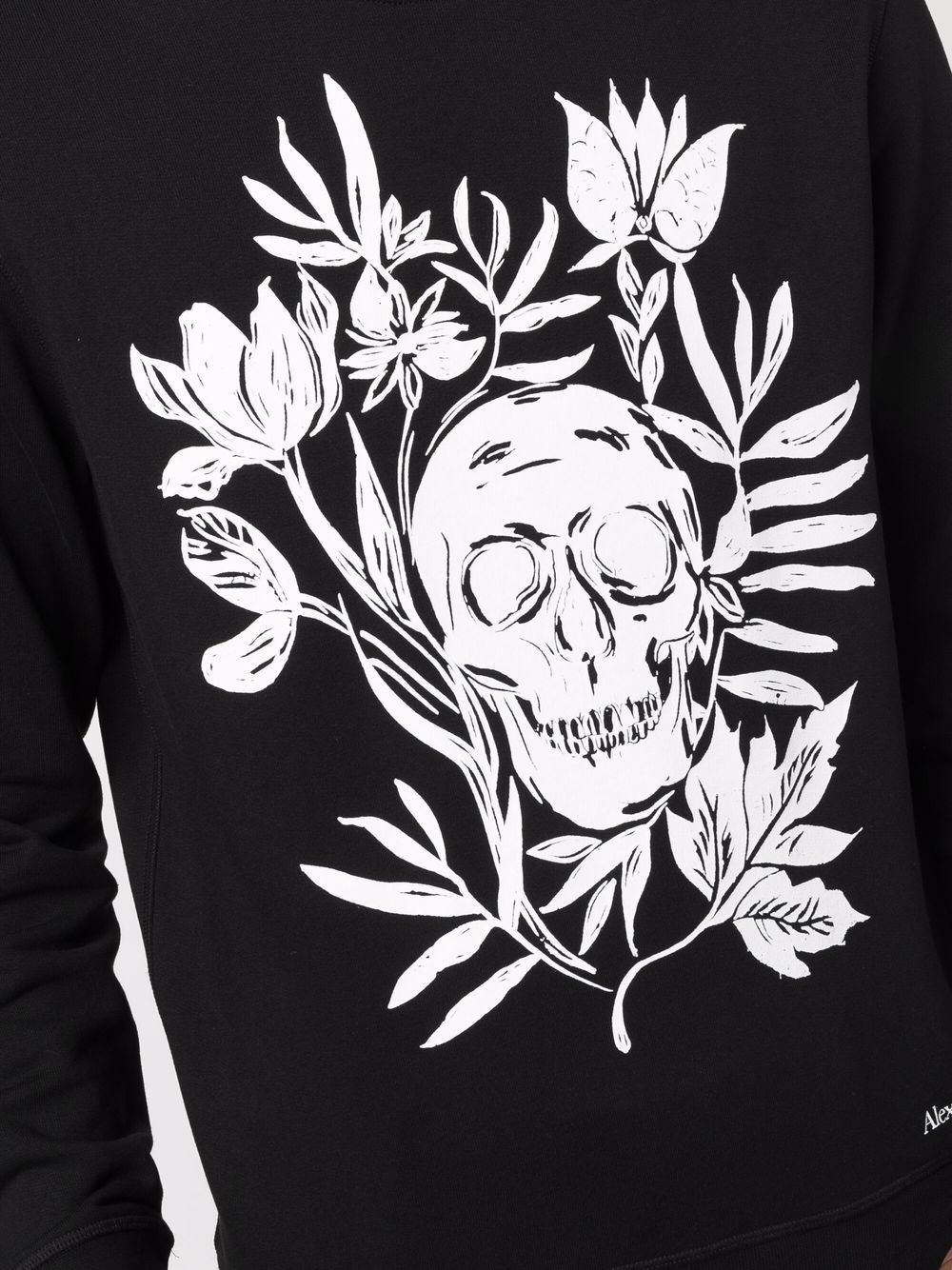 skull floral-print crew-neck sweatshirt - 5