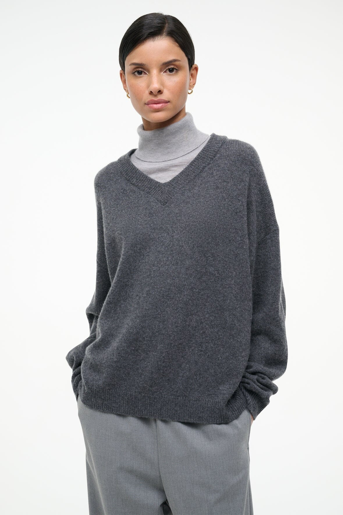 STAUD DORIS CASHMERE SWEATER CHARCOAL - 3