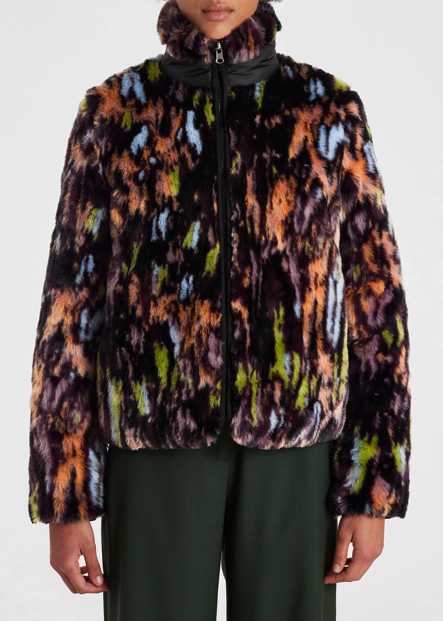 Black 'Bark' Reversible Faux Fur Coat - 5