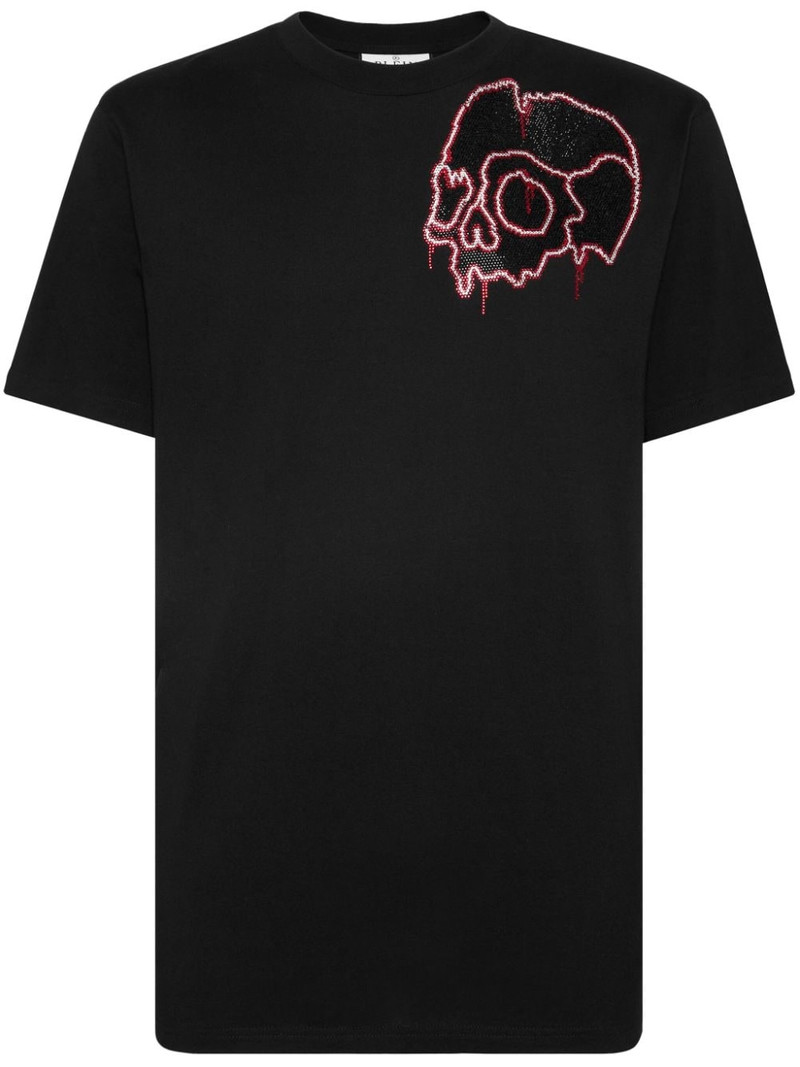 rhinestone-skull 면 T 셔츠 1